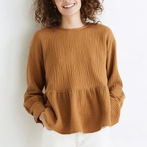 Madewell Lightspun Button-back Peplum Top